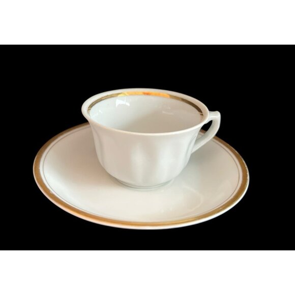 VTG  Walbrzych China "Empire" Demitasse Cup & Saucer Poland White Gold Europa - Picture 2 of 7